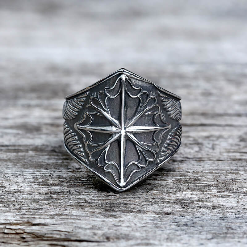 8 Point Star Stainless Steel Ring