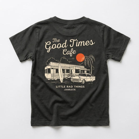 THE GOOD TIMES CAFE TEE - COAL