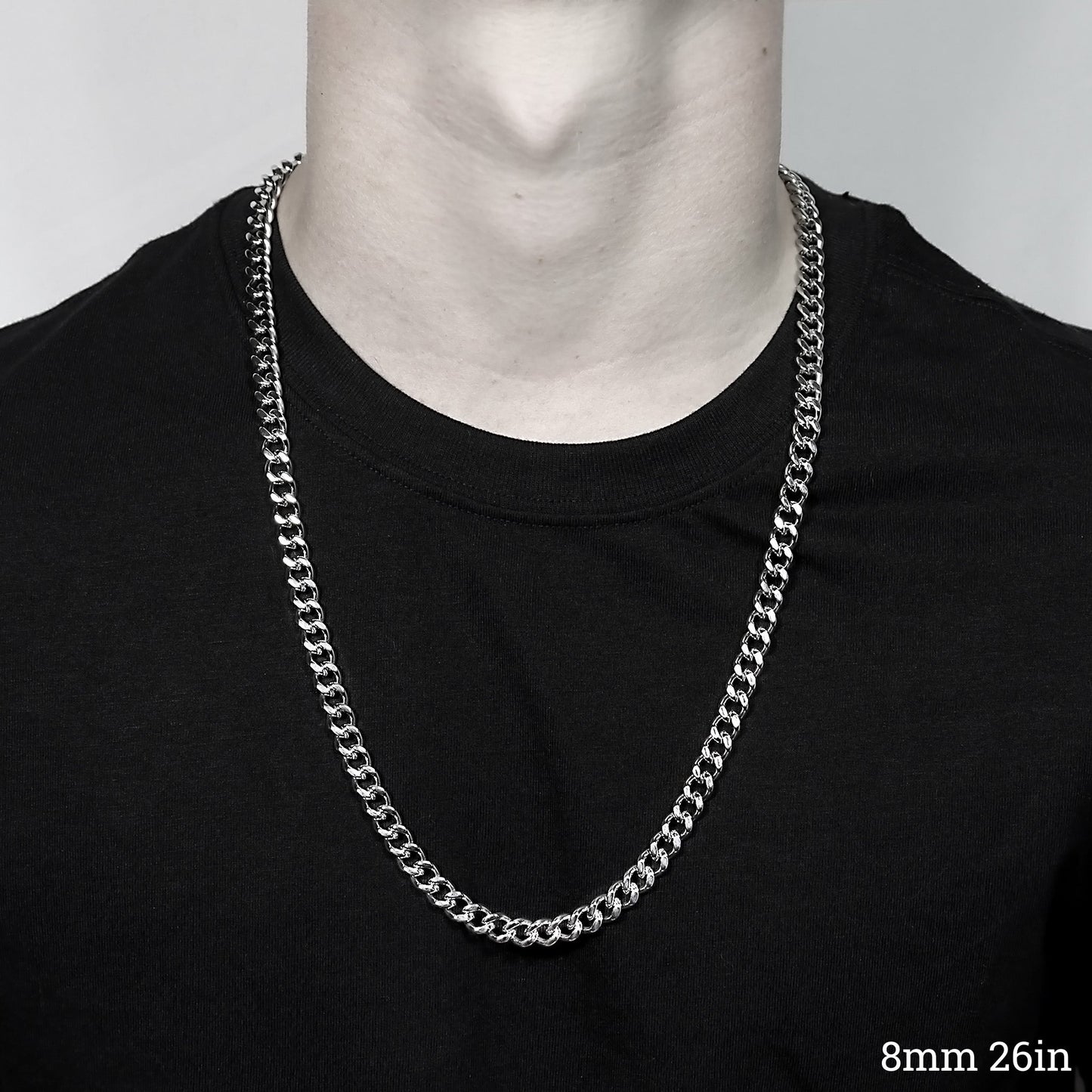 Stainless Steel Diamond Cut Curb Chain Necklace