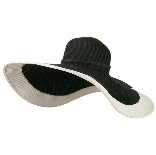 8 Inch Flat Wide Brim Hat With Self-tie