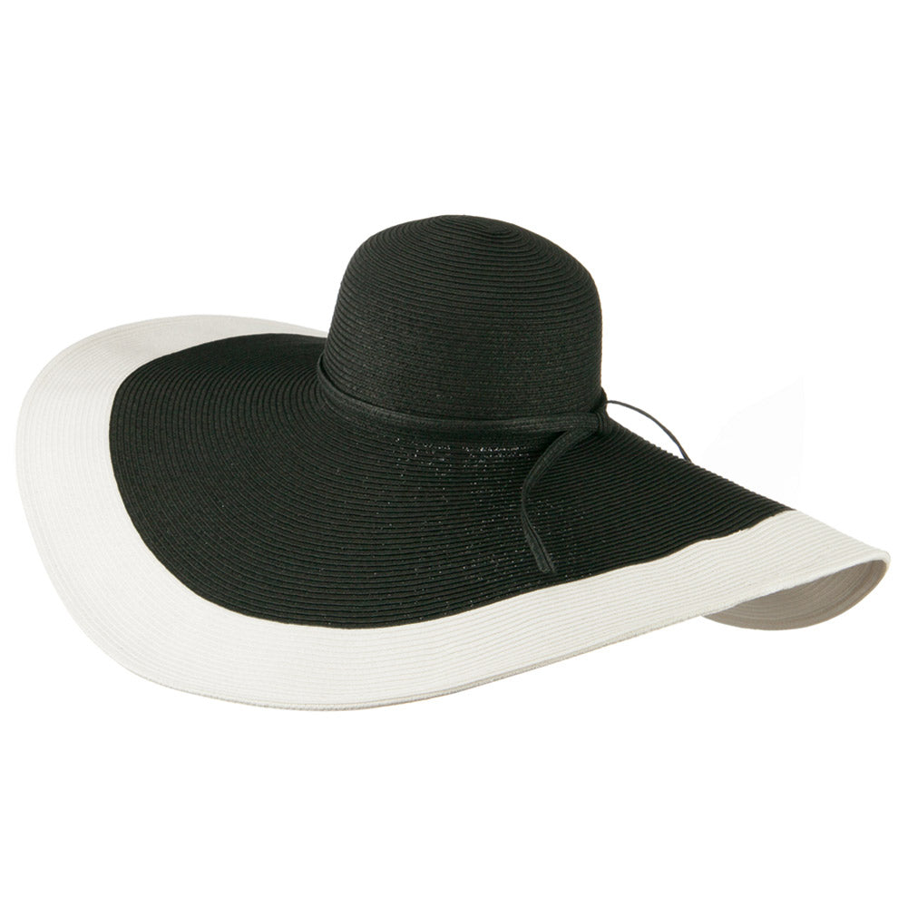 8 Inch Flat Wide Brim Hat With Self-tie