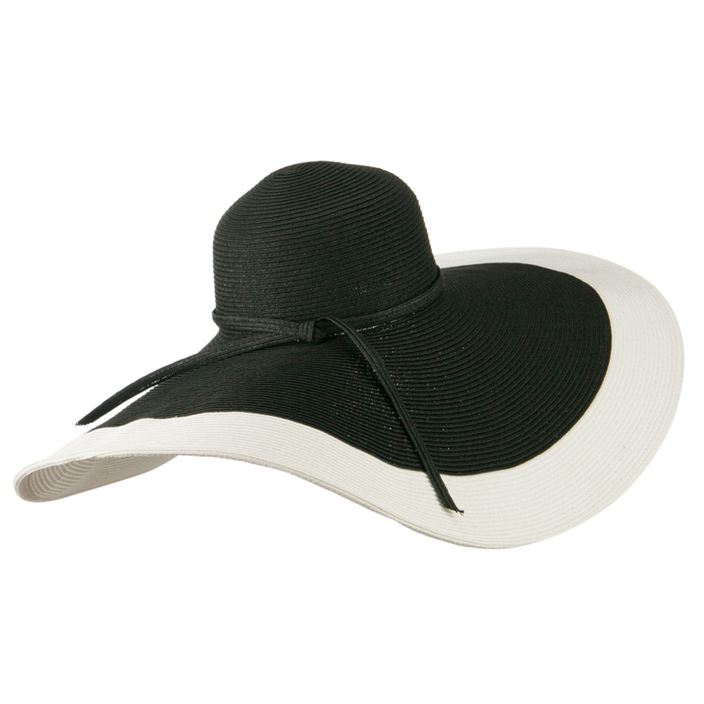 8 Inch Flat Wide Brim Hat With Self-tie