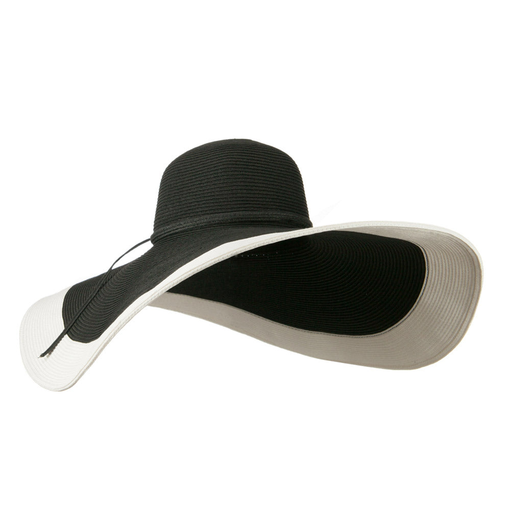 8 Inch Flat Wide Brim Hat With Self-tie