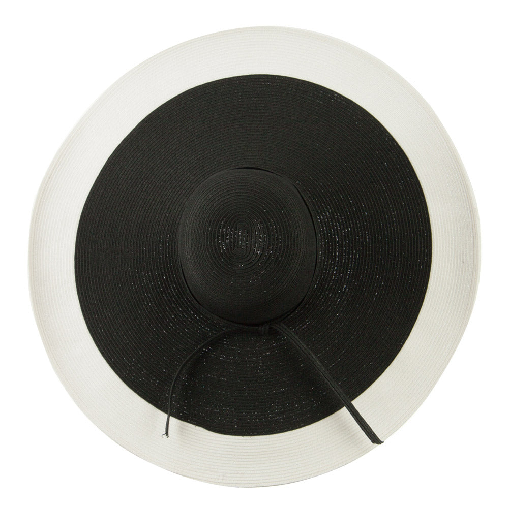 8 Inch Flat Wide Brim Hat With Self-tie