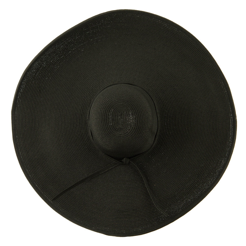 8 Inch Flat Wide Brim Hat With Self-tie