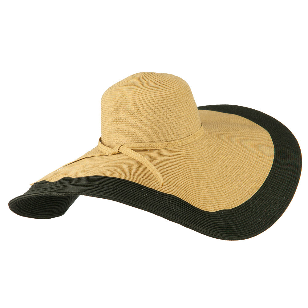 8 Inch Flat Wide Brim Hat With Self-tie