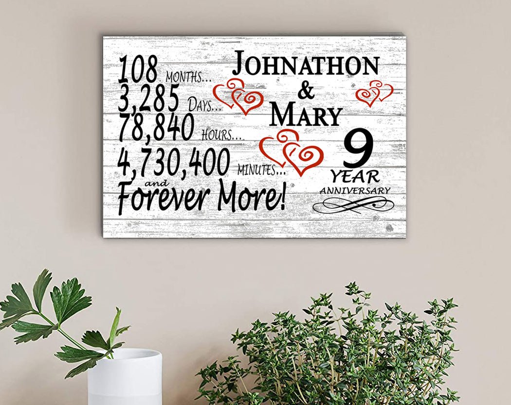 9 Year Anniversary Gift Personalized 9th Wedding Anniversary Present
