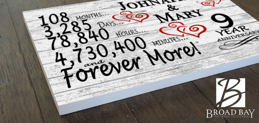 9 Year Anniversary Gift Personalized 9th Wedding Anniversary Present