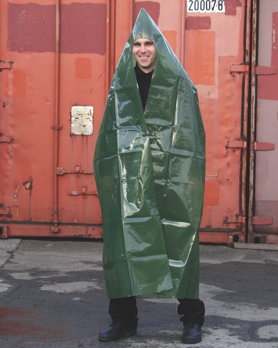 EAST GERMAN OD VINYL PONCHO LIKE NEW