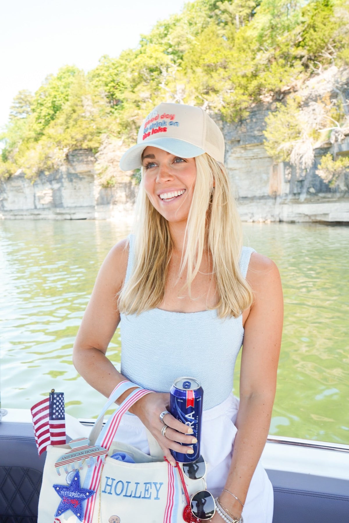 Good Day to Drink on the Lake - Baby Blue Corduroy Hat