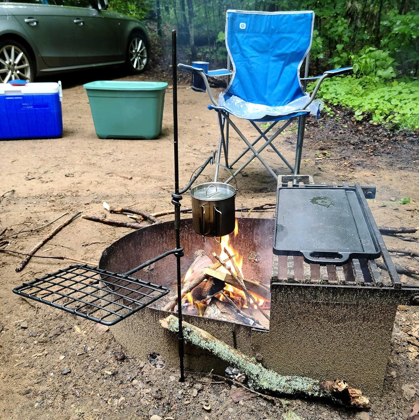 BattlBox Bushcraft Swivel Grill Set w/ Waxed Canvas Carrying Case