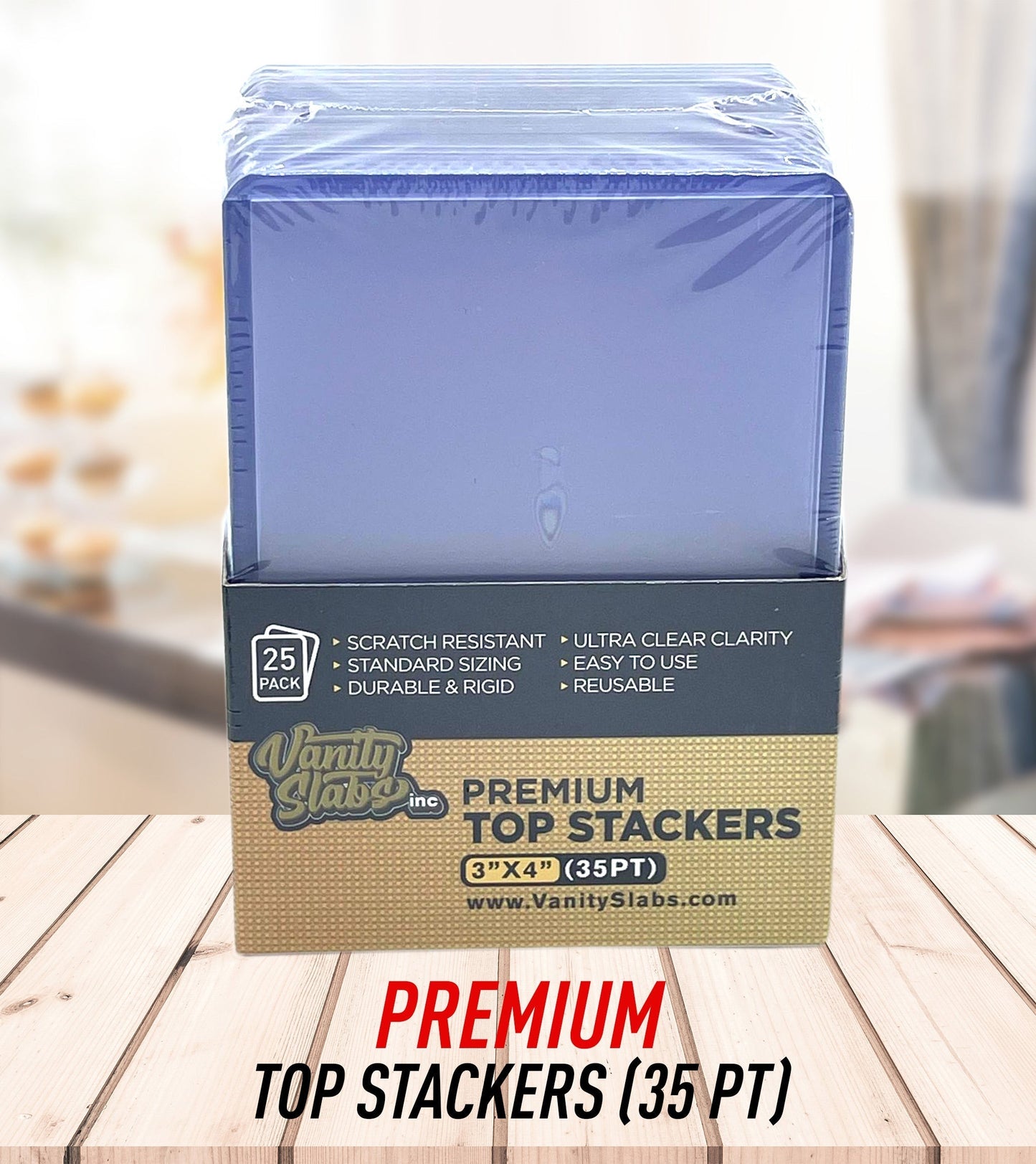 100 Vanity Slabs Premium Top Stackers w/ Film 35pt Card Loaders