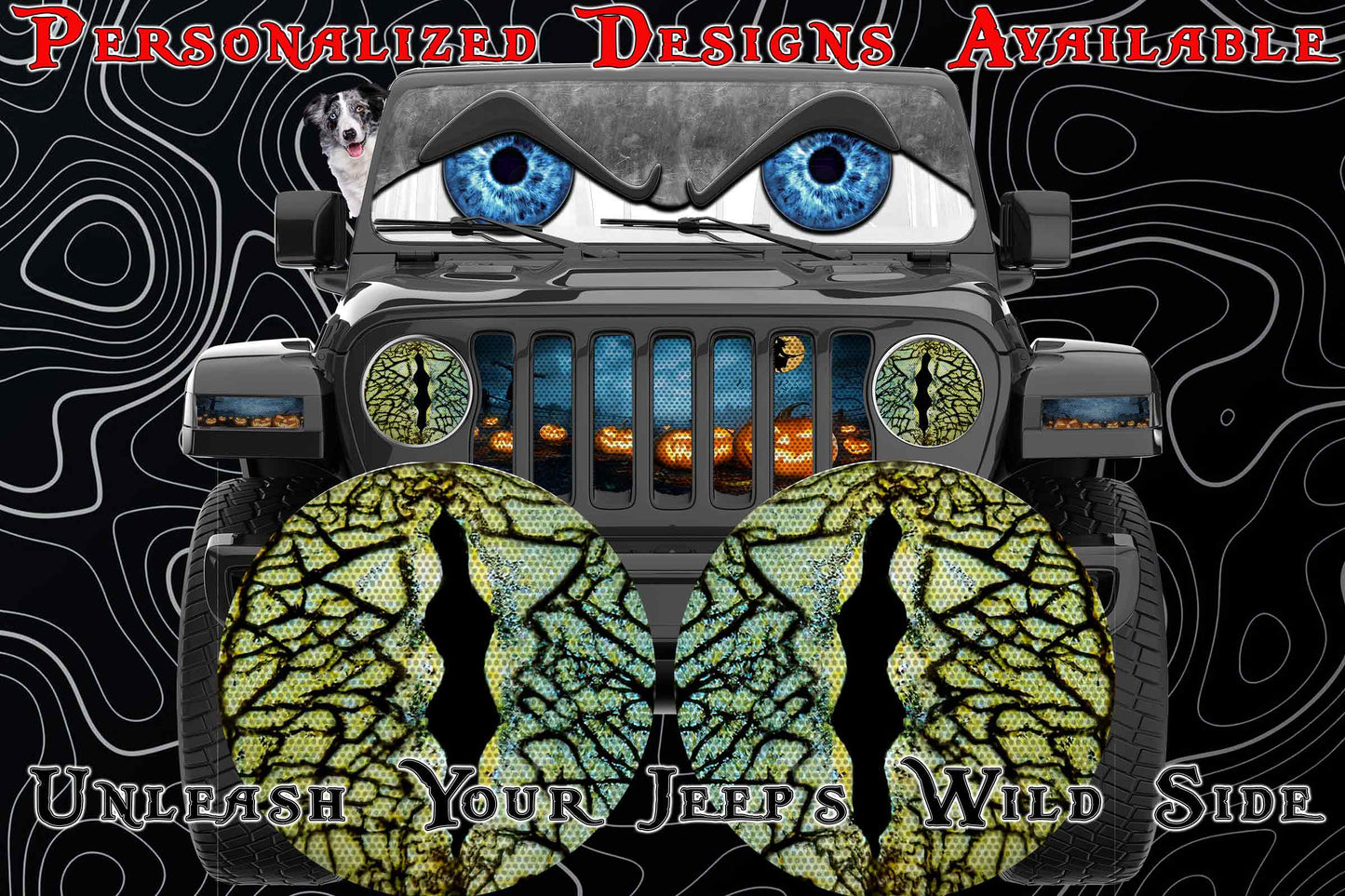 Green Lizard eyes headlight decals