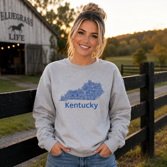 Kentucky Blue Ink Sweatshirt – Comfy & Stylish Cotton-Blend Crewneck