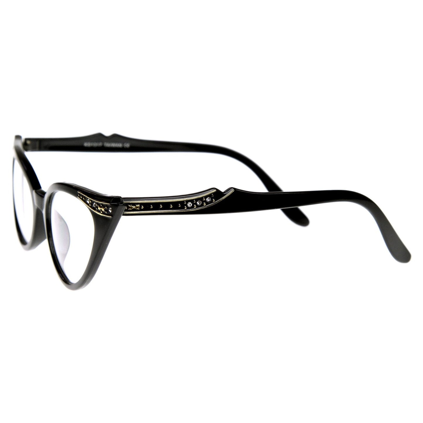 Vintage 1950s Fashion Clear Lens Glasses Rhinestones 8434