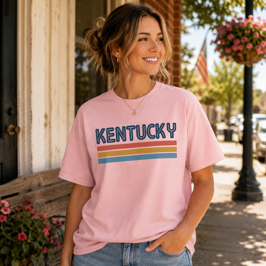 Kentucky Shirt | Retro Sunset Stripe Design | Basic Cotton
