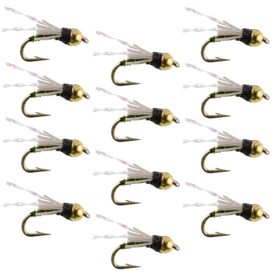 Beadhead Olive 3 Dollar Dip Serendipity Wet Fly Fishing Flies - 1 Dozen Flies Hook Size 18