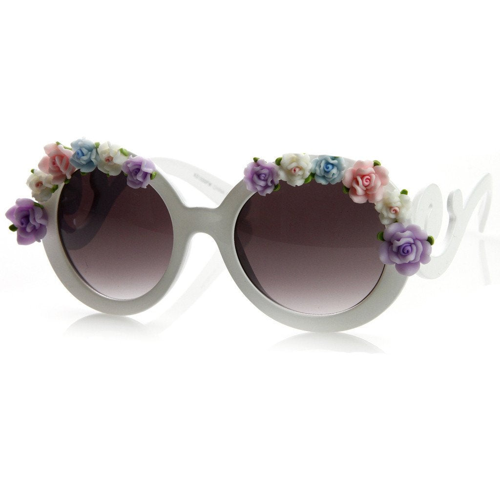 Celebrity Fun Round Swirl Flower Sunglasses 8852