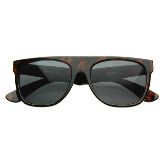 Super Flat Block Top Retro Horned Rim Sunglasses 8066