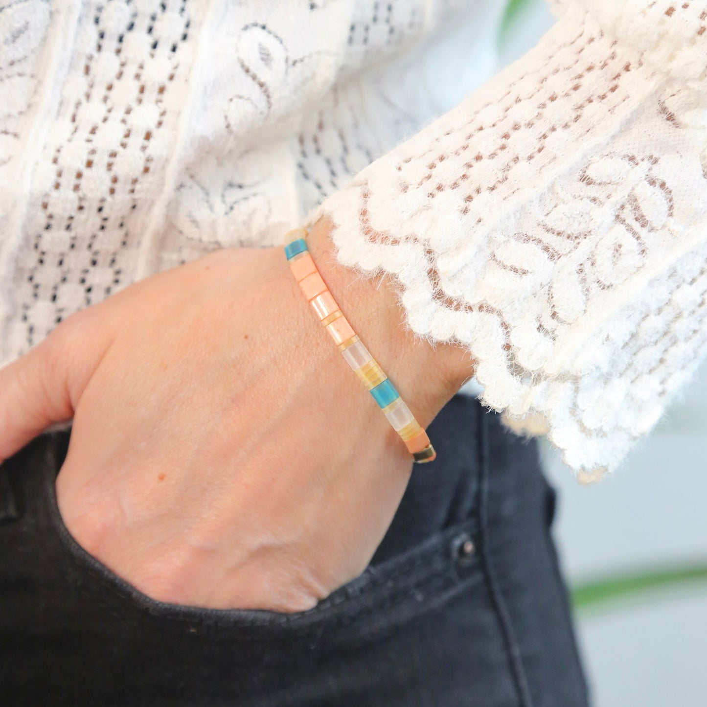 ARUBA BEACH - Tila Bead Bracelet - Large Size