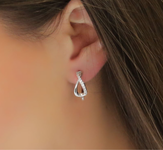 TOPSY TURVY - Sterling Silver and Zircon Hoop Earrings