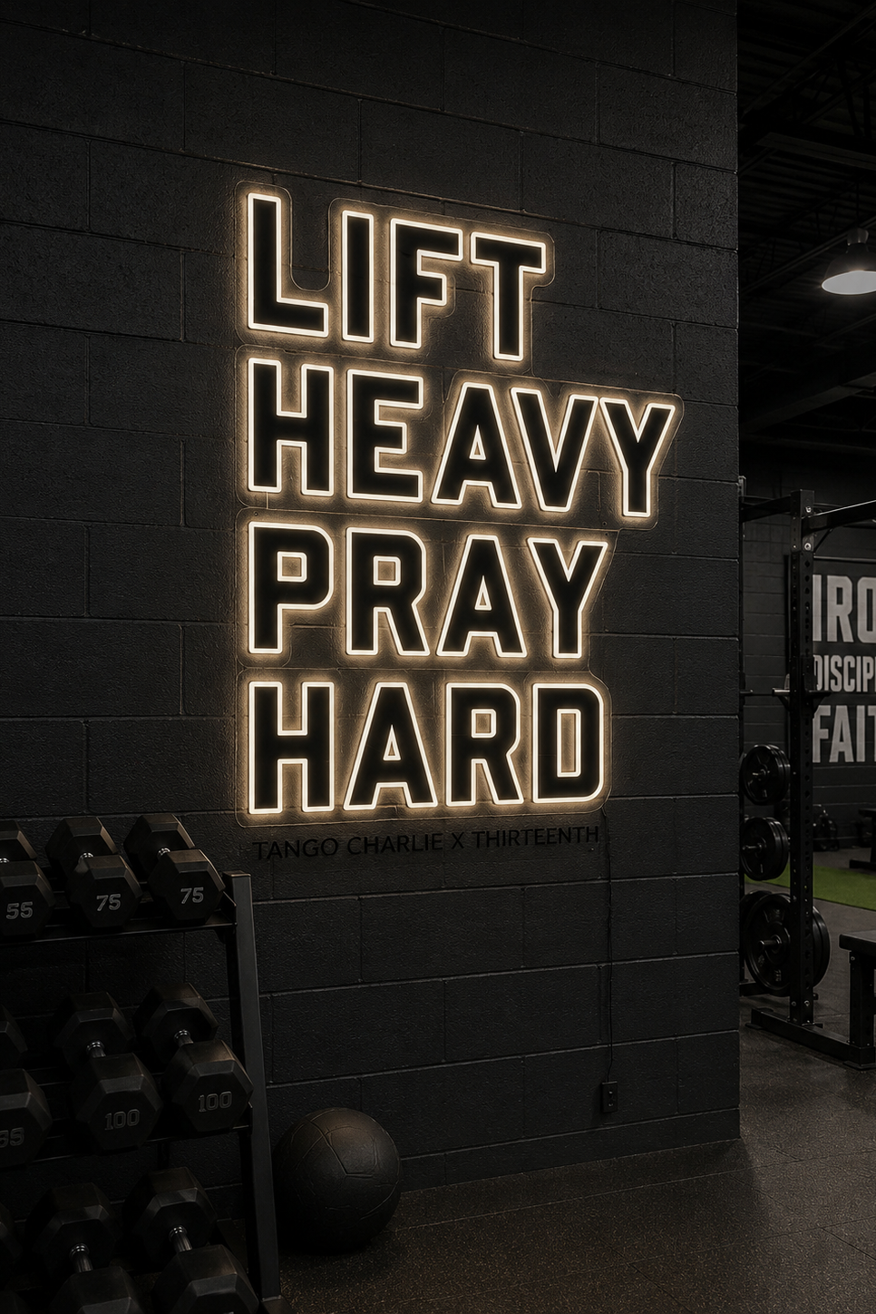 Lift Heavy. Pray Hard. - Neon Light Sign