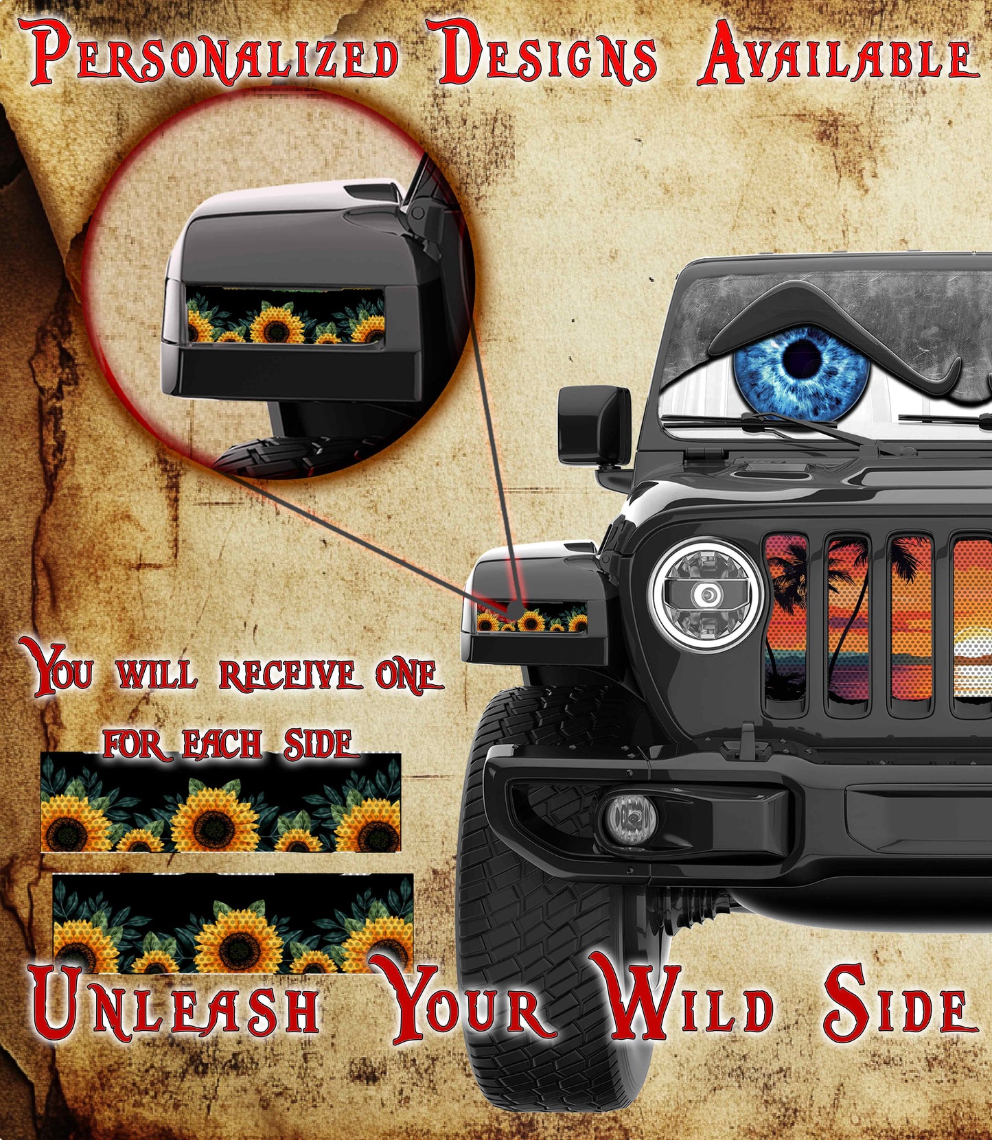 Sunflower Jl and Gladiator Turn signal decal.