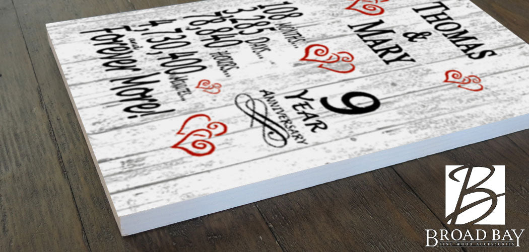 9 Year Anniversary Gift – Personalized 9th Anniversary Plaque with Custom Names