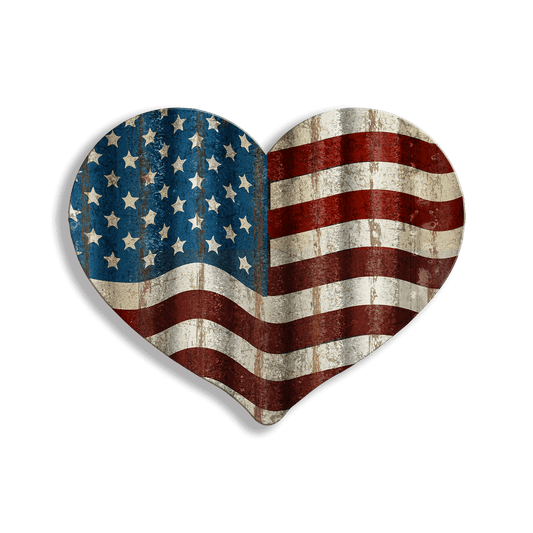 Heart-Shaped American Flag - Corrugated Metal Wall Art