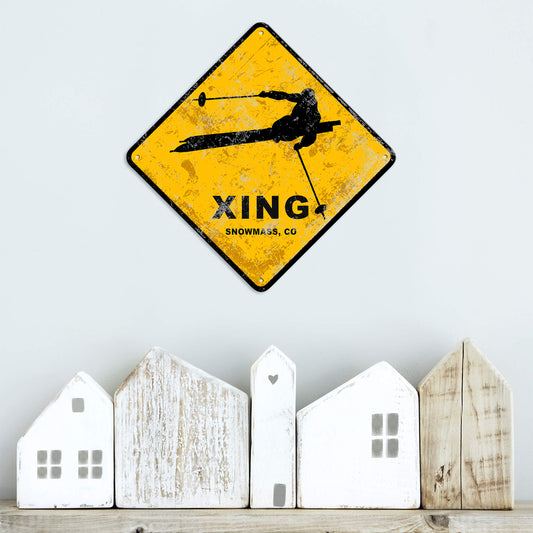 Skier Crossing - Metal Wall Art