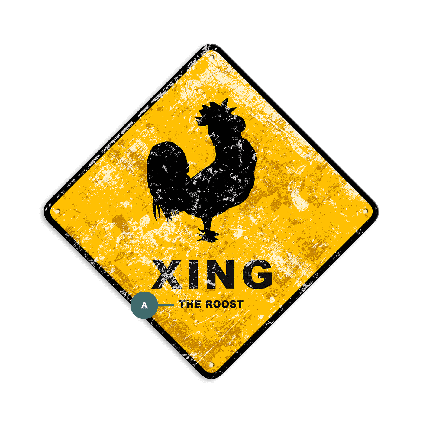 Rooster Crossing - Metal Wall Art