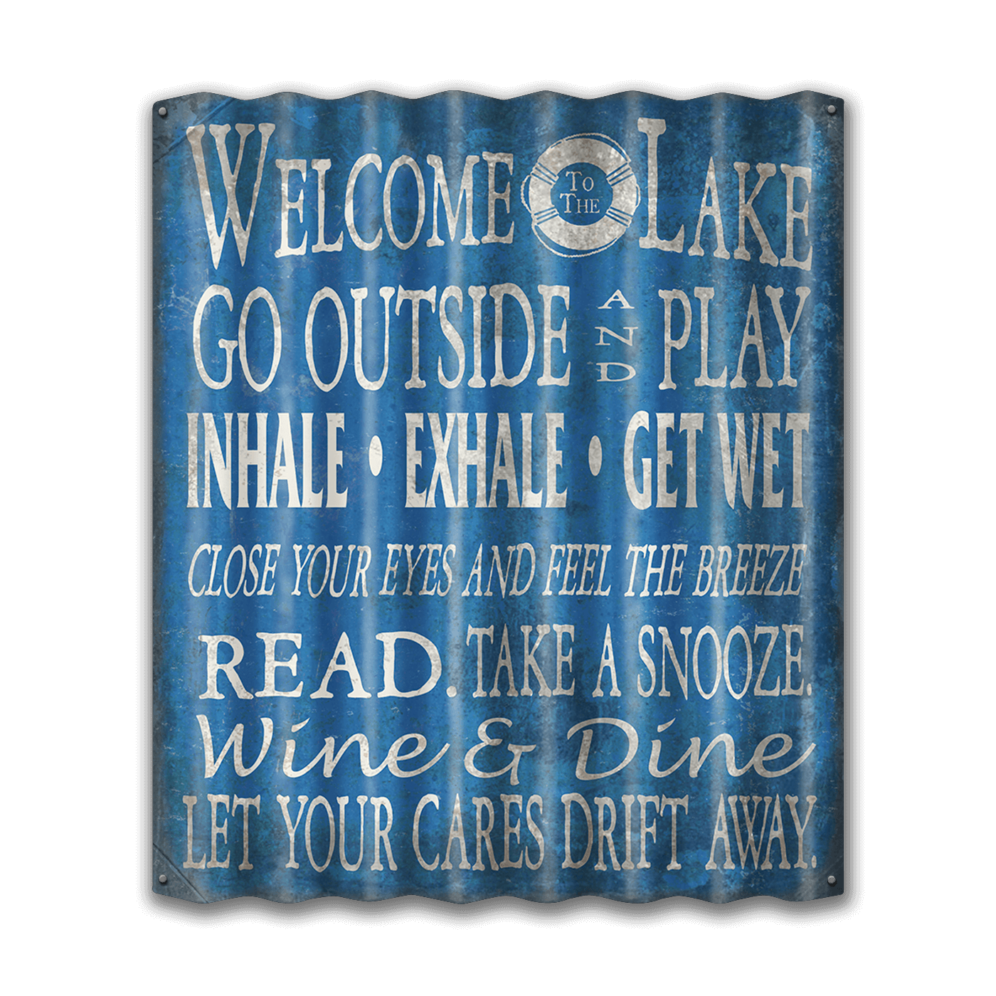 Welcome to the Lake: Blue Generic - Corrugated Metal Wall Art