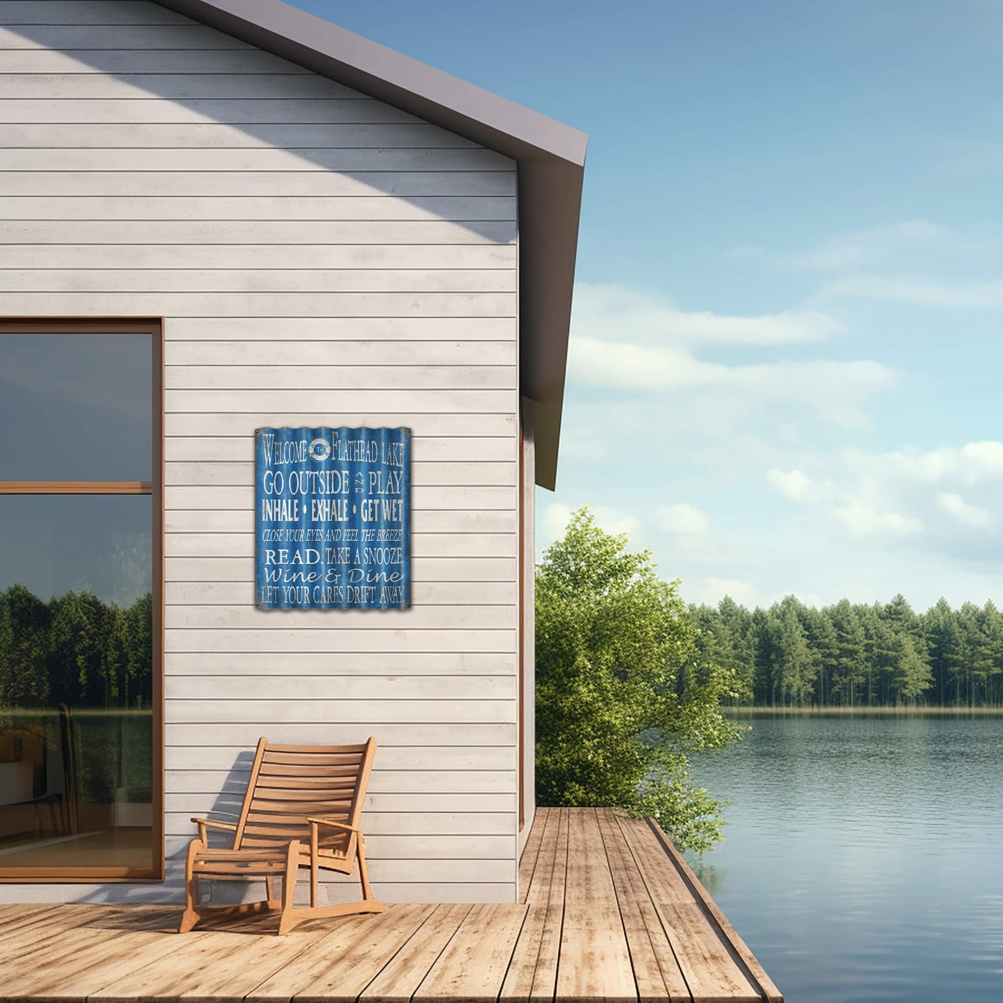 Welcome to the Lake: Blue Personalized - Corrugated Metal Wall Art