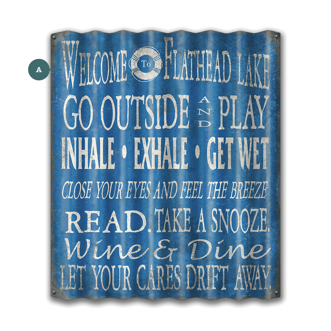 Welcome to the Lake: Blue Personalized - Corrugated Metal Wall Art