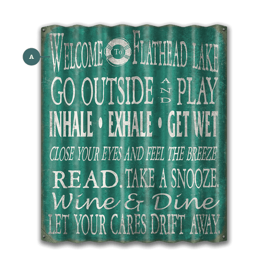 Welcome to the Lake: Green Personalized - Corrugated Metal Wall Art
