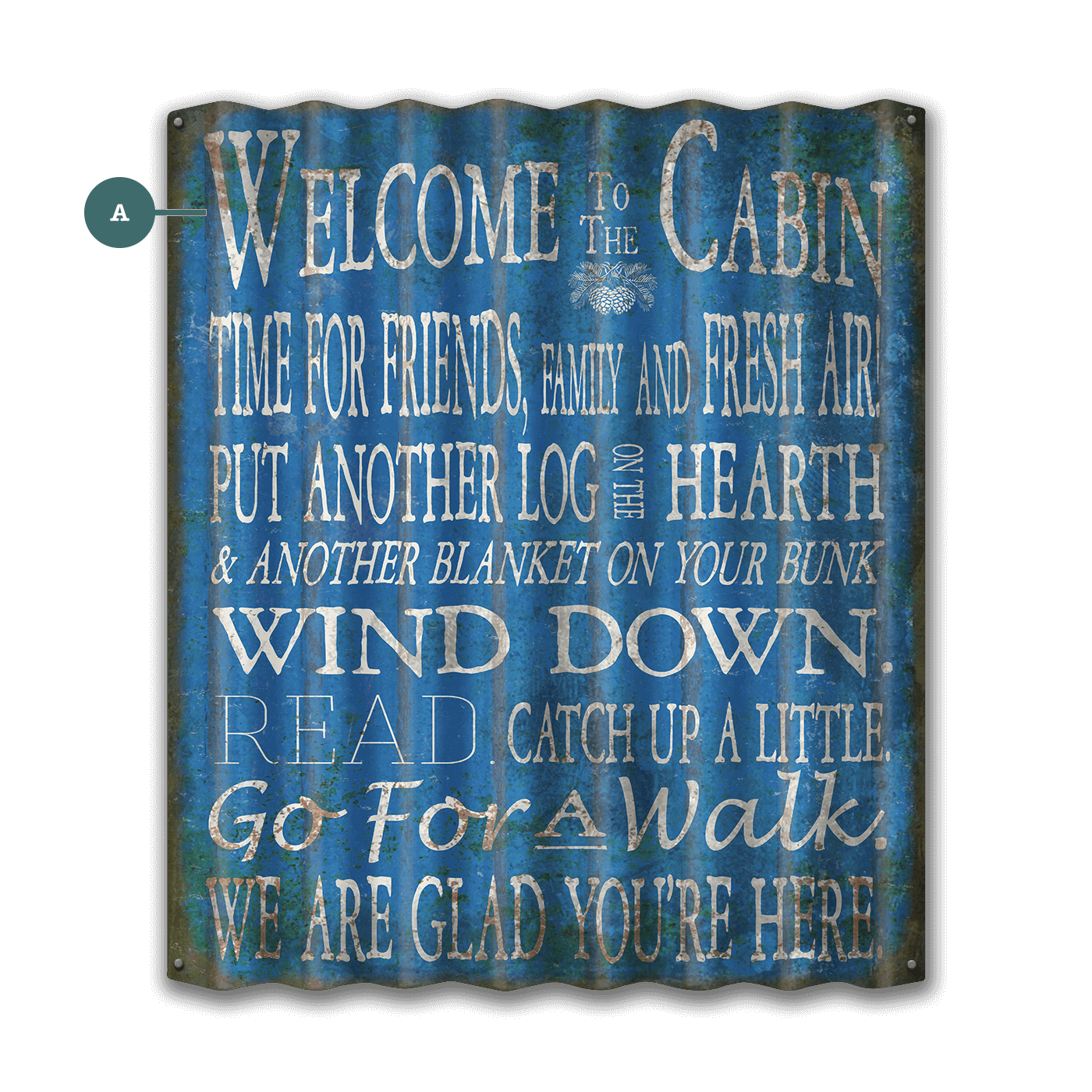Welcome to the Cabin: 1 Line - Corrugated Metal Wall Art