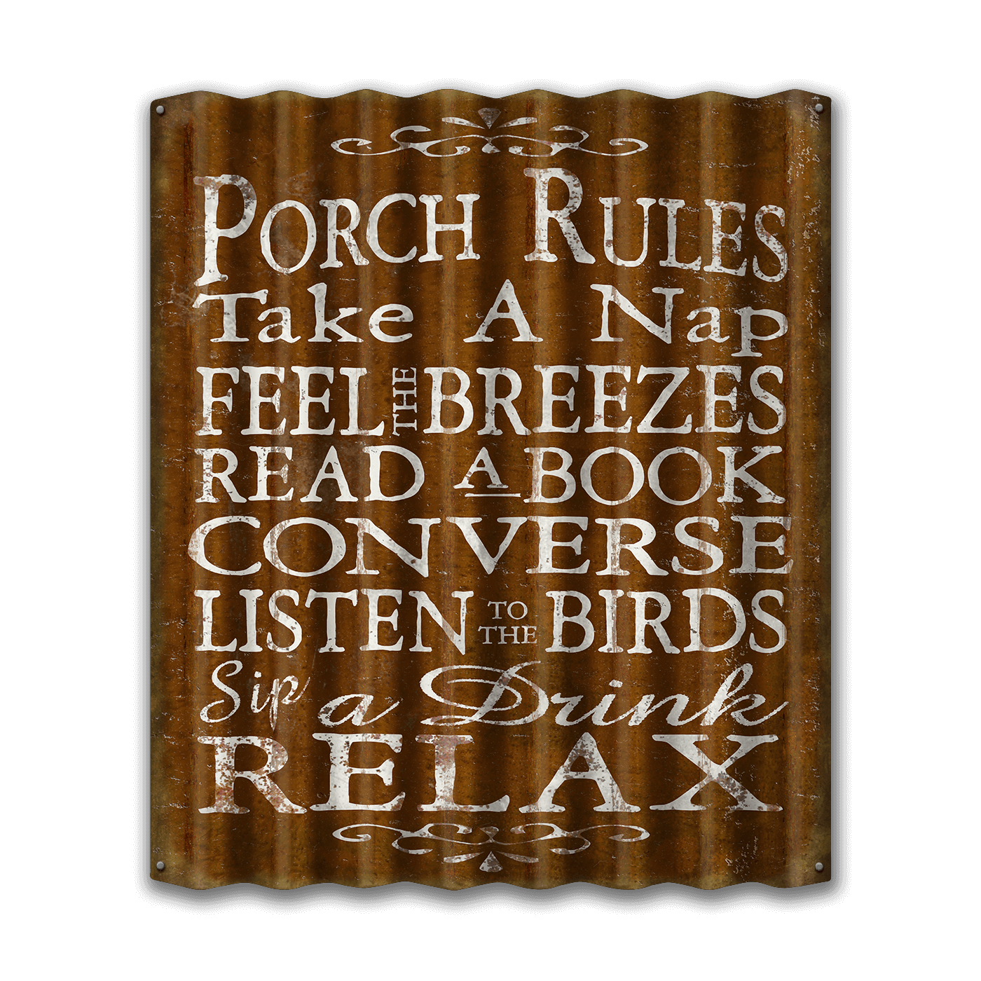 Porch Rules - Corrugated Metal Wall Art