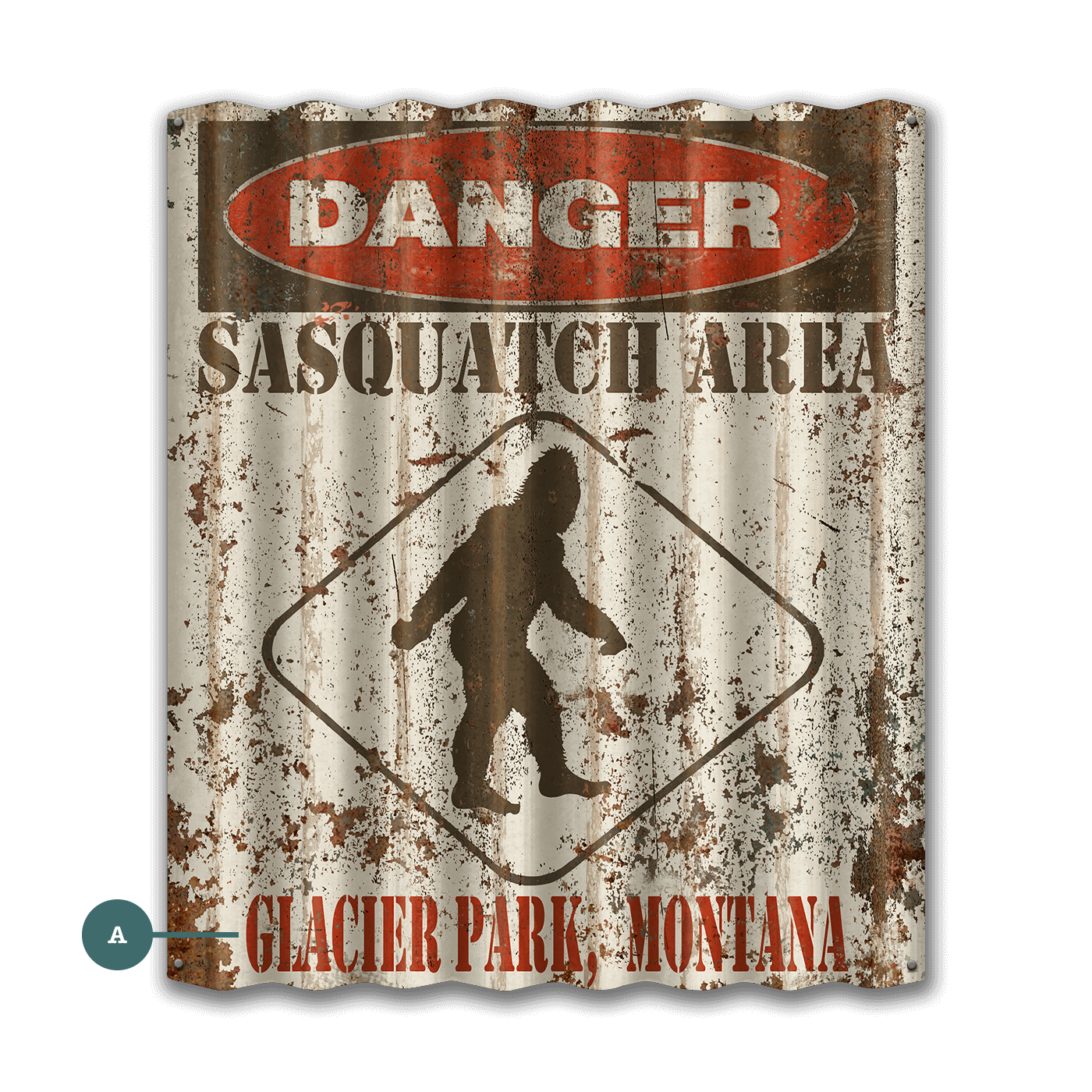 Sasquatch Warning Sign - Corrugated Metal Wall Art