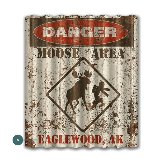 Moose Warning Sign - Corrugated Metal Wall Art