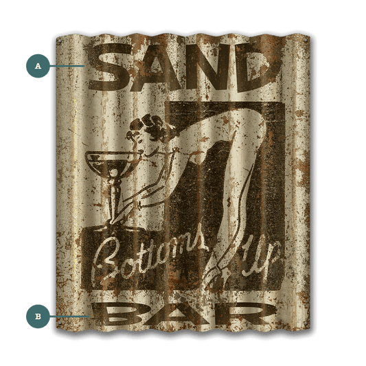 Bottoms Up Bar Sign - Corrugated Metal Wall Art