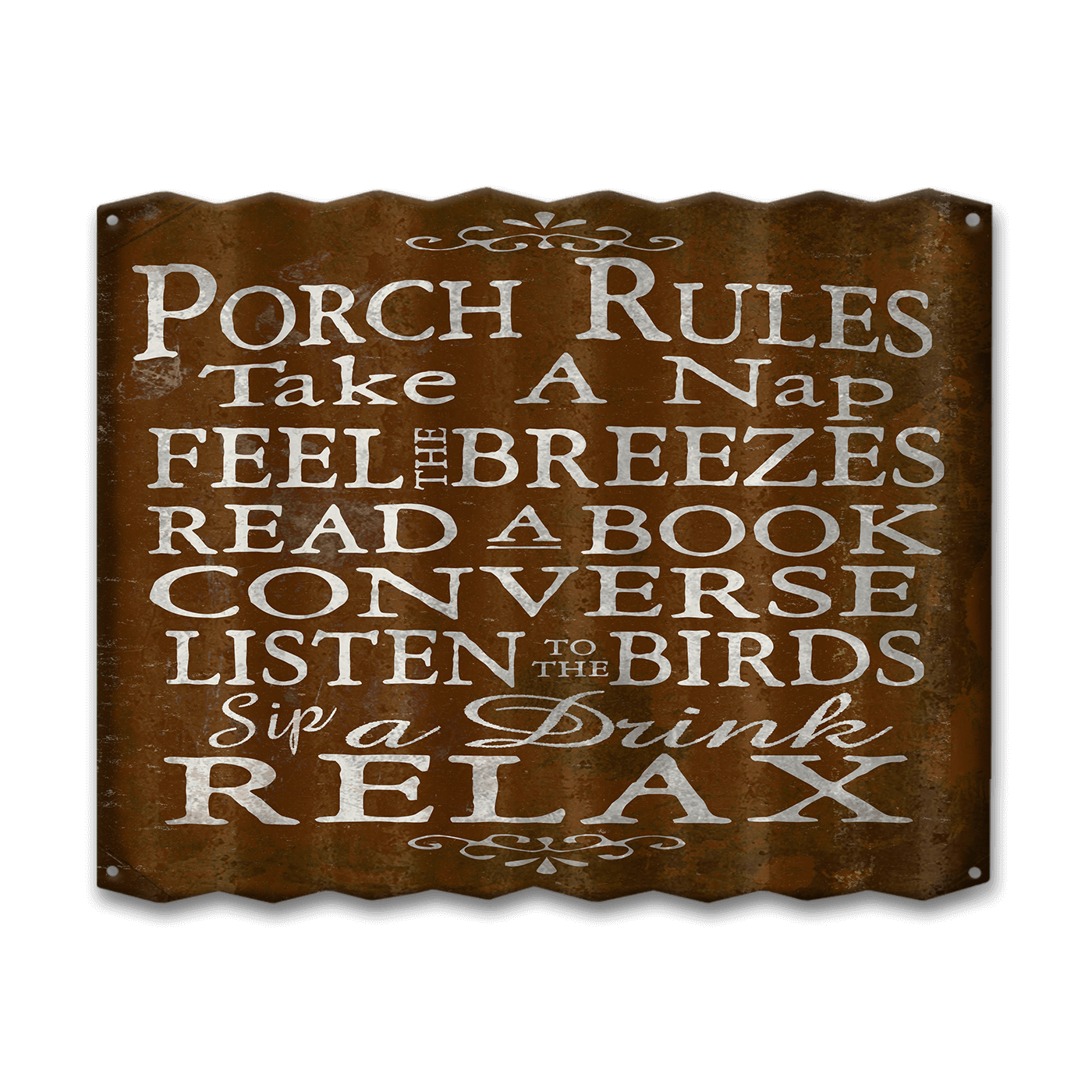 Porch Rules - Corrugated Metal Wall Art