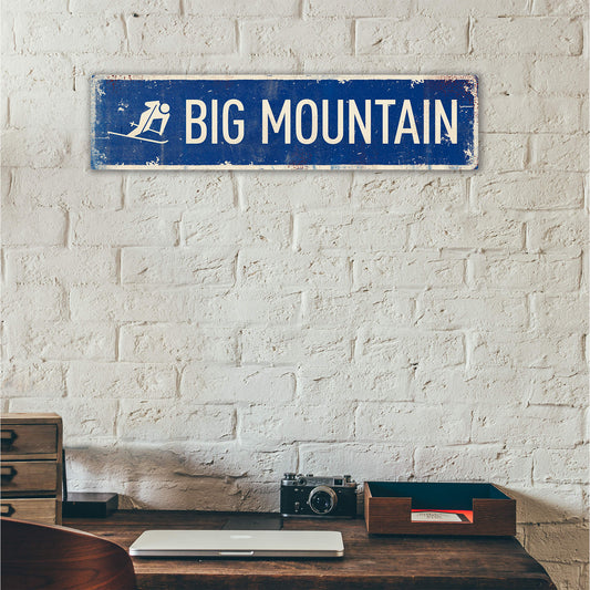 Landmark Skier Custom Signs: Blue 1 Line - Wall Decor