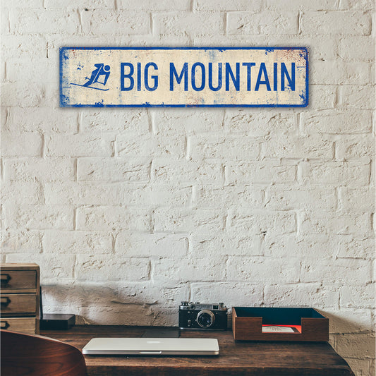 Landmark Skier Custom Signs: White 1 Line - Wall Decor