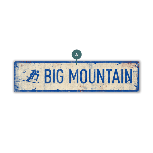 Landmark Skier Custom Signs: White 1 Line - Wall Decor