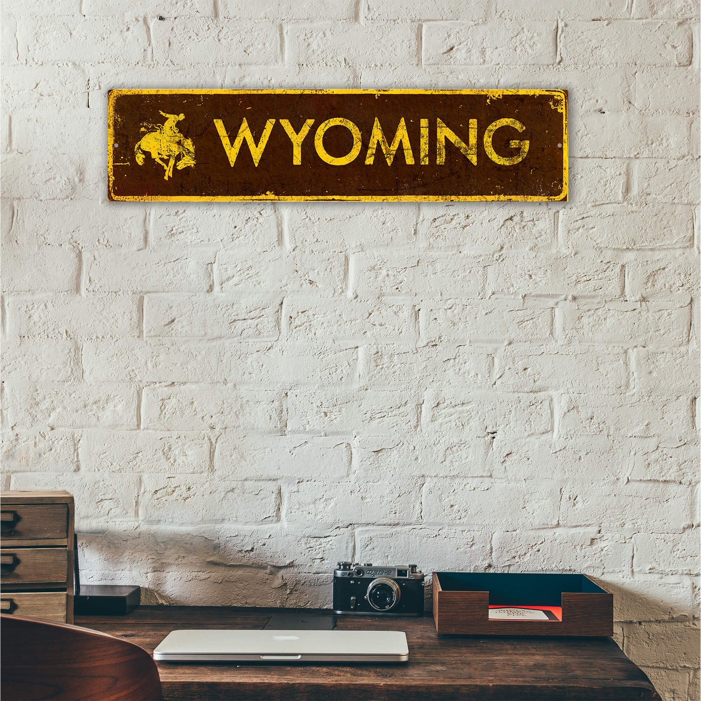 Landmark Bronco Custom Signs: Brown and Yellow 1 - Wall Decor