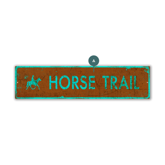 Landmark Horse Riding Custom Signs: Brown & Teal - Wall Decor