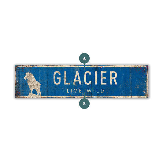 Landmark Mountain Goat Custom Signs: Blue 2 - Wall Decor