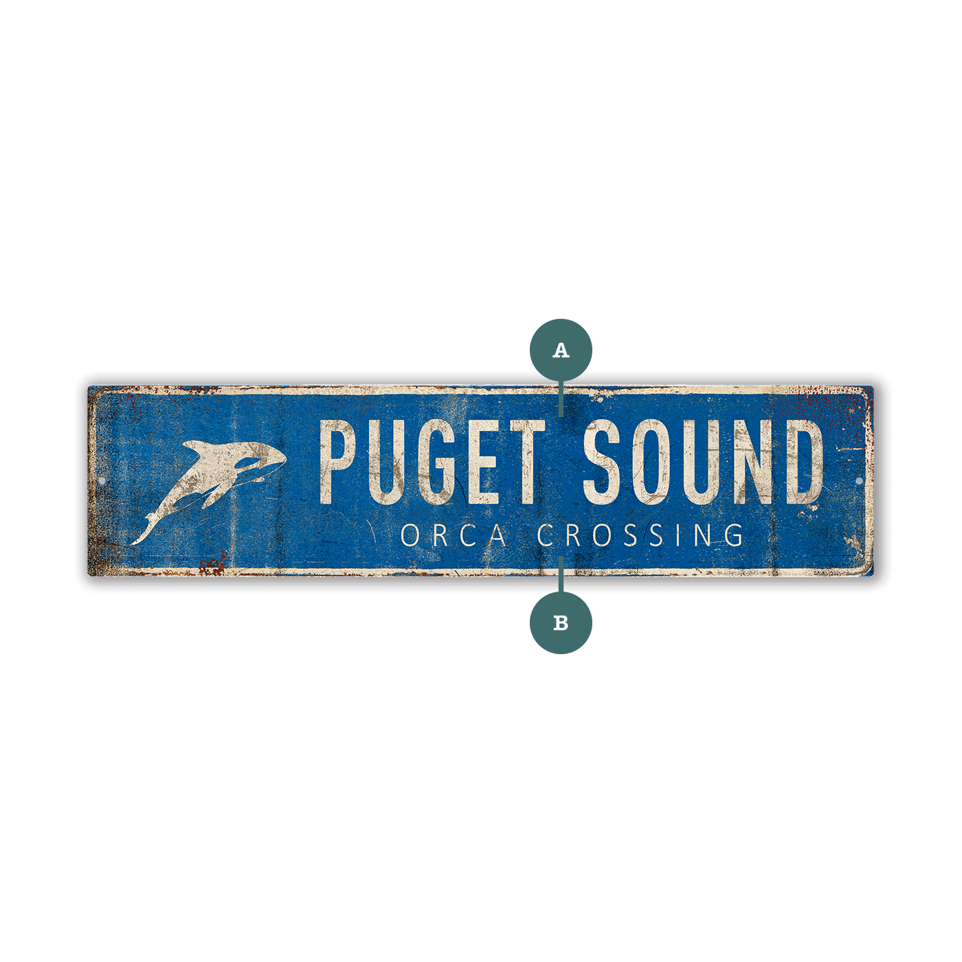 Landmark Orca Custom Signs: Blue 2 - Wall Decor