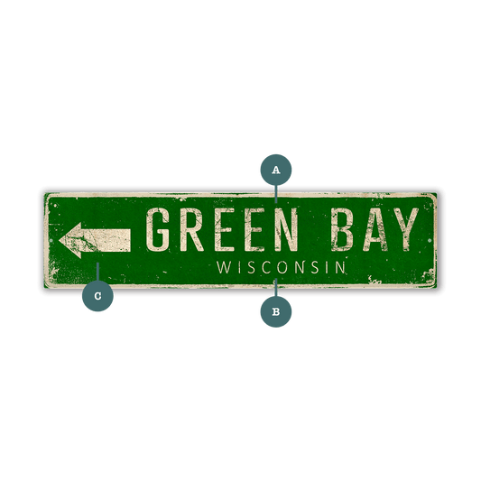 Landmark Arrow Custom Signs: Green 2 - Wall Decor