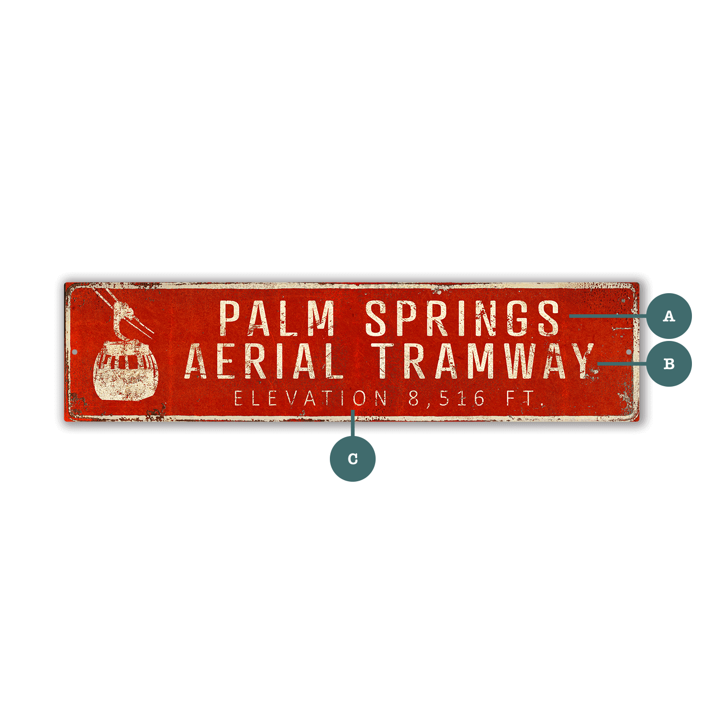 Landmark Tramway Custom Signs: Red 3 - Wall Decor